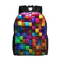 Colorful Cubes Laptop Backpack Water Resistant Travel Backpack Business Work Bag Computer Bag For Women Men