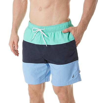 Nautica Men's Standard Quick Dry Color Block Swim Trunk (T71007)