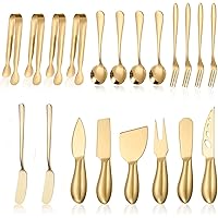 20 Pieces Charcuterie Board Accessories - Cheese Knife Set - Cheese Butter Spreader Knife - Stainles Steel Multipurpose Mini Serving Charcuterie Tools for Butter Cheese Party and Christmas (Gold)