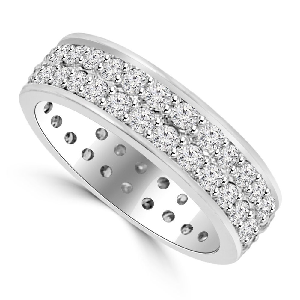Madina Jewelry 3.40 ct Men's Round Cut Diamond Eternity Wedding Band Ring in 14 kt White Gold