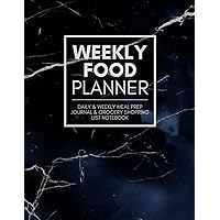 Weekly Food Planner: Daily Meal Preparation Journal/Planner & Grocery Shopping List Notebook for Family Menu Planning, Weight Loss, & Grocery Checklist Organizer for Women
