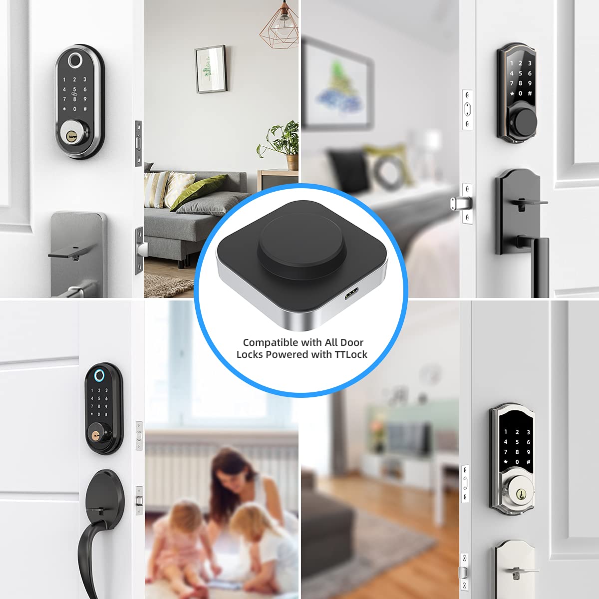 SMONET Smart Door Lock WiFi Gateway, Bluetooth Keyless Entry Electronic Door Lock Wi-Fi Bridge, TTLock Smart Deadbolt WiFi Hub Work with Alexa
