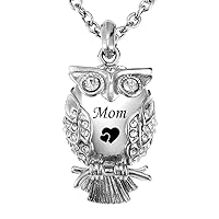 misyou Jewelry Classic Owl Cremation Urn Pendant Necklace Pendant & Fill Kit Ashes Stainless Steel (Mom)
