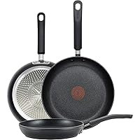 T-fal Experience Nonstick Fry Pan Set 3 Piece, 8, 10.25, 12 Inch Induction Oven Safe 400F Cookware, Pots and Pans, Dishwasher Safe Black