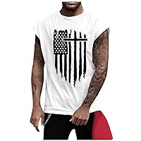 4Th of July Tank Top Men USA Flag Men Tshirt Shoulder Expanding Polyester Sleeveless Flag Print Crew Neck Stars and Stripes Summer Tops for Men Loose Vest 01-White 4X-Large1