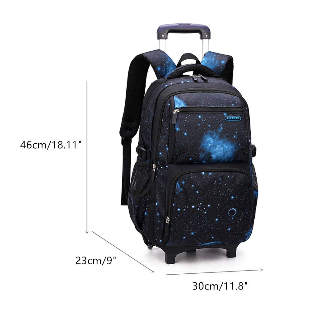 Boys Rolling Backpacks Kids'Luggage Wheeled Backpack for School Boys Trolley Bags Space-Galaxy Roller Bookbag