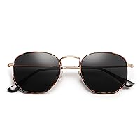 SOJOS Polarized Sunglasses for Women and Men Small Hexagonal Mirrored Lens SJ1072