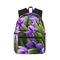 Hyacinth Purple Backpack Fashion Printing Backpack Light Backpack Casual Backpack With Laptop Compartmen