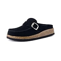 CUSHIONAIRE Women's Hobby Genuine Leather Cork Footbed Clog with +Comfort