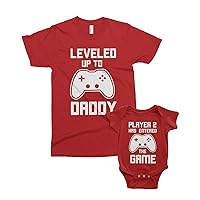 Threadrock Leveled Up to Daddy & Player 2 | Dad and Baby Son Daughter Matching Shirts Set