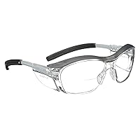 3M Safety Glasses with Readers, Nuvo Protective Eyewear, +1.5 Diopter, ANSI Z87, Clear Lens, Retro Gray Frame, Soft Nose Bridge, Side Shields