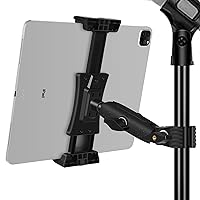 Peastrex Ipad Holder for Mic Stand, Tablet Phone Holder Micophone Music Stand Mount Adjustable Rotatabe with Super Handle Clamp for iPad Pro 12.9 Air Mini, Android, 4 to 13.5inch iPhones and Tablets