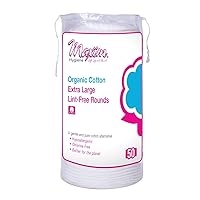 Organic Makeup Remover Pads by Maxim (50 Count): Extra Large 100% Natural White Cotton Rounds - Hypoallergenic for Sensitive Skin - Chlorine Free, Chemical Free