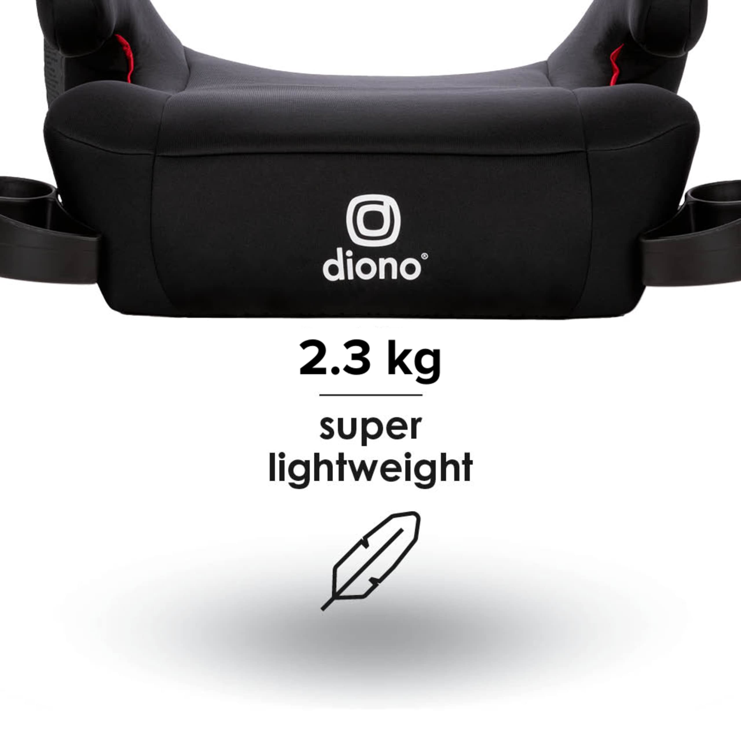 Diono Solana 2 No Latch, XL Lightweight Backless Belt-Positioning Booster Car Seat, 8 Years 1 Booster Seat, Black