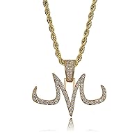 Jewelry Hip Hop Iced Out Bling Magic Logo M Personality Pendant 18K Gold Plated Chain Necklace for Men Women
