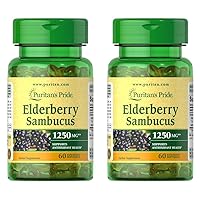 Puritan's Pride Elderberry Sambucus 1250mg, Supports antioxidant Health, 60ct (Pack of 2)