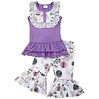 BNY Corner Little Girl Kids Sleeveless Lace Ruffles Floral Easter Pants Set 2T-8