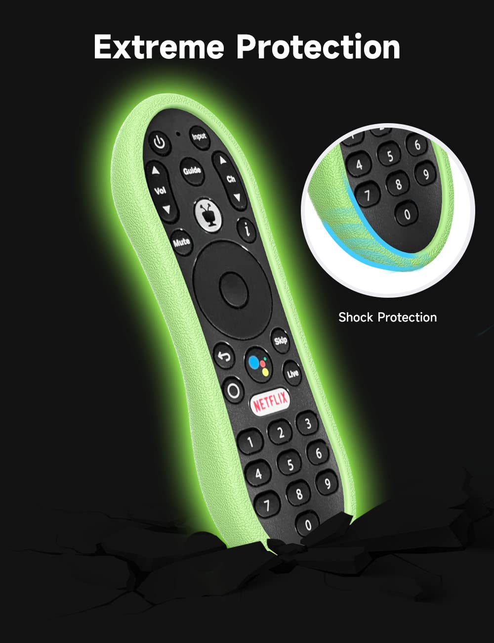 SIKAI Silicone Protective Cover for TiVo Stream 4K Remote Shockproof Anti-Lost Remote Case Holder for TiVo Stream 4K Remote, with Remote Loop (Glow in Dark Green)