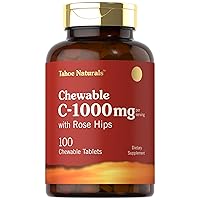 Vitamin C Chewables | 1000mg | 100 Tablets Natural Orange Flavor | Vegetarian, Non-GMO & Gluten Free Supplement | Tahoe Naturals
