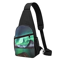 Sling Bag Crossbody for Women Fanny Pack Aurora Borealis Chest Bag Daypack for Hiking Travel Waist Bag