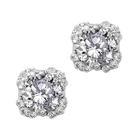 Multi Choice Round Shape Gemstone 925 Sterling Silver Solitaire Accents Stud Earring (white-topaz)
