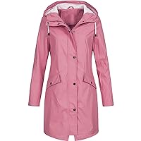 Rain Jacket Women Fall Plus Size Waterproof Long Raincoat With Hood Lightweight Hiking Outdoor Trench Coat Windbreaker