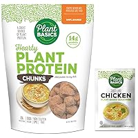 Plant Basics - Hearty Plant Protein - Unflavored Chunks, 1 lb - Plant Based Seasoning, Just Like Chicken, 2 Ounce - Non-GMO, Gluten Free, Vegan