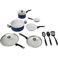 Farberware Ceramic Dishwasher Safe Nonstick Cookware Pots and Pans Set, 12 Piece, Blue