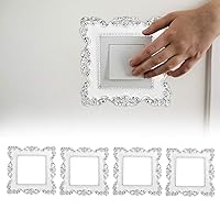 Pink DWE 2PCS Light Switch Stickers Cover Vintage Square Shape Luxurious Silver Wall Home Decoration 