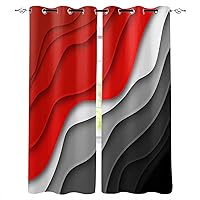 Red Black Gradient Modern Geometric Abstract Blackout Curtains for Living Room Kids Bedroom Window Curtain 100x110cm/39x43in (WxH) x2
