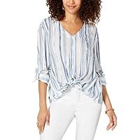 Style & Co. Striped Tie Front Top