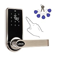 Electronic Door Lock 3-in-1 Password RFID Card/Tag Hidden Keyhole Digital Touchscreen Keypad Left/Right Lever Reversible Handle Keyless Smart Auto Lock