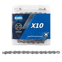 KMC X10 10-Speed Grey X-Series Bicycle Chain Compatible with Shimano, SRAM, Campagnolo and All Major Systems