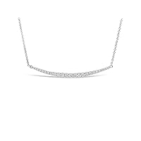 The Diamond Deal 18kt White Gold Womens Necklace Suspended Line Bar VS Diamond Pendant 0.48 Cttw (16 in, 2 in ext.)