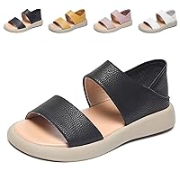 Wearscomfy New Thick Sole Women's Stylish Genuine Leather Sandals, Womens Lightweight Non-Slip Sandals
