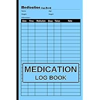 Medication Log Book: Medicine Tracker Record, Monitor Daily Medication Log Book, Simple Personal Medication Tracker, Medicine Dosage Record Book