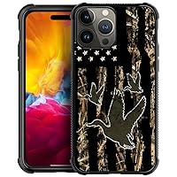 Case Compatible with iPhone 15 Pro,H Waterfowl Camouflage USA Flag Duck Hunting Pattern Design Scratch and Shock Resistant Rugged TPU Protective Case for iPhone 15 Pro