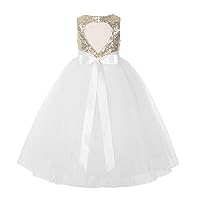 Heart Cutout Sequins Tulle Formal Pageant Girl Dress Wedding Dresses 172seq