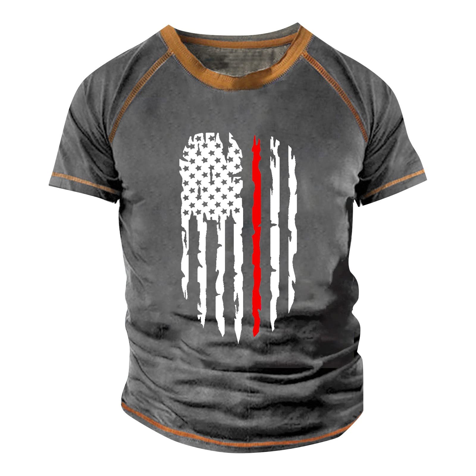 XIAXOGOOL T Shirt Men Independence Day Shirts Graphic Tee Big and Tall Distressed American Flag Print Shirt Vintage T Shirts