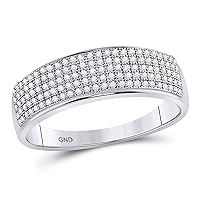 The Diamond Deal 10kt White Gold Mens Round Diamond Wedding Pave Band Ring 3/8 Cttw