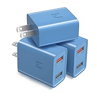USB Wall Charger[3 Pack], Costyle 30W Double Dual Port High Speed Charging Blocks Quick Fast 3.0 & 5V 2.4A USB Wall Plug for iPhone 14 13 12 11 XR XS Pro Max, Samsung A03 A14 A53,Pixel (Blue)