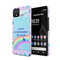 Compatible with Google Pixel 4XL Case 100% Unicorn Tears Water Rainbow Glitter Shimmer Sparkle Mermaid Heavy Duty Shockproof Dual Layer Hard Shell + Silicone Protective Cover