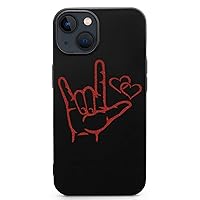ASL I Love You Sign Language Carbon Fiber Case for iPhone 13 Mini/iPhone 13/iPhone 13 Pro/iPhone 13 Pro Max Shockproof Protective Cover