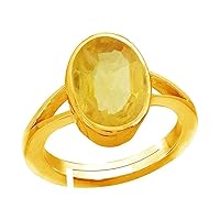 5.25 Ratti 4.60 Carat Natural Pukhraj Yellow Sapphire Adjustable Ring With Lab Certificate