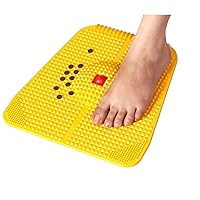 AYUSELLER Acupressure Reflexology Magnetic Pyramidal Therapy Power Pain Relief Energy Foot Health Mat Set of 1 + Sujok Rings Set of 5 L X W X H – 30 X 30 X 7 Cm Yellow Mat