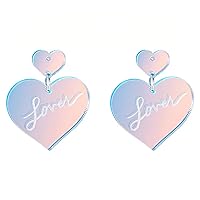 Swifts Lover Heart Earrings for Women 925 Silver Post Trendy Earrings Acrylic Dangle Drop Earrings TS Tour Concert Gifts for Fans