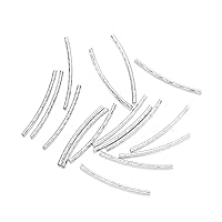 100Pcs/Pack Brass Stripe Curve Tube Spacer Beads Copper Curved Beads Connectors for Necklace Bracelet Jewelry Making Accessories Supplies (Silver, 25mm Long)