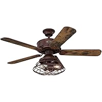 Westinghouse Lighting 74001B00 Vintage-Style Barnett, Smart WiFi Ceiling Fan Compatible with Amazon Alexa and Google Home with LED Light, Remote Control, 48 Inch, Barnwood Finish, Cage Shade