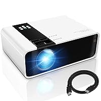 Mini Projector, 1080P HD Supported Portable Movie Projector with 45000 Hrs LED Lamp Life, Compatible with TV Stick Video Game HDMI USB AV DVD for Multimedia Home Theater, Projector for outdoor