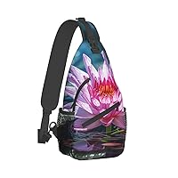 Sling Bag for Women Men Crossbody Bag Small Sling Backpack Water Lily Light and Shadow Chest Bag Hiking Daypack